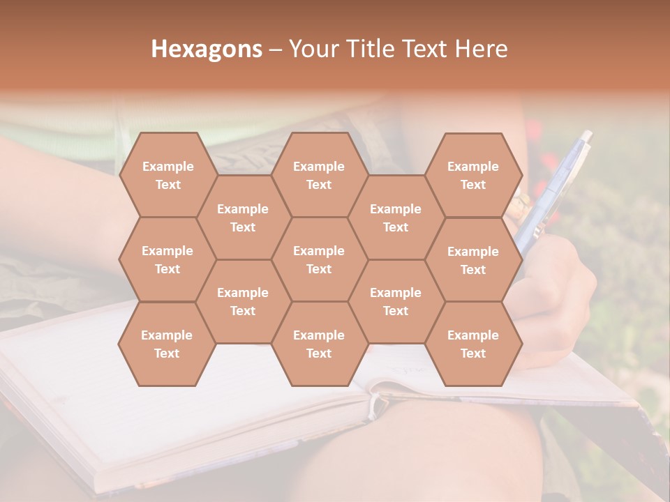 A Woman Writing On A Notebook With A Pen PowerPoint Template