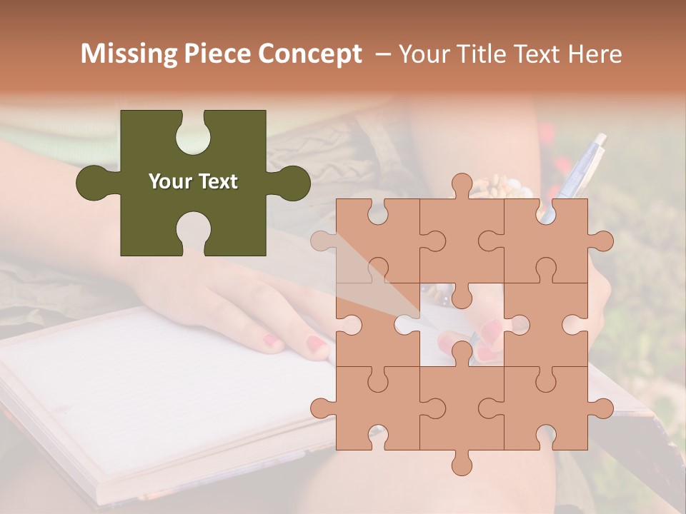 A Woman Writing On A Notebook With A Pen PowerPoint Template