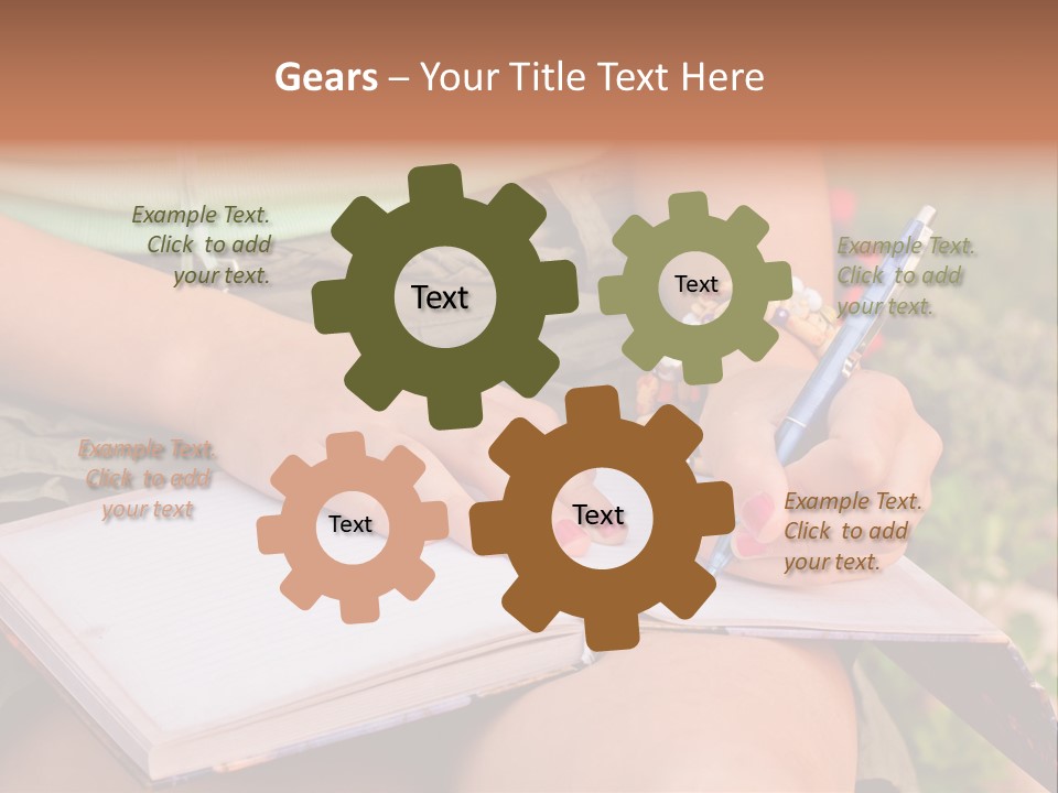 A Woman Writing On A Notebook With A Pen PowerPoint Template