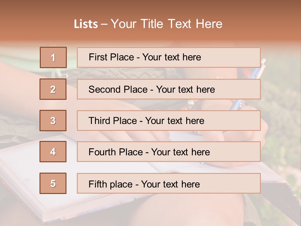 A Woman Writing On A Notebook With A Pen PowerPoint Template