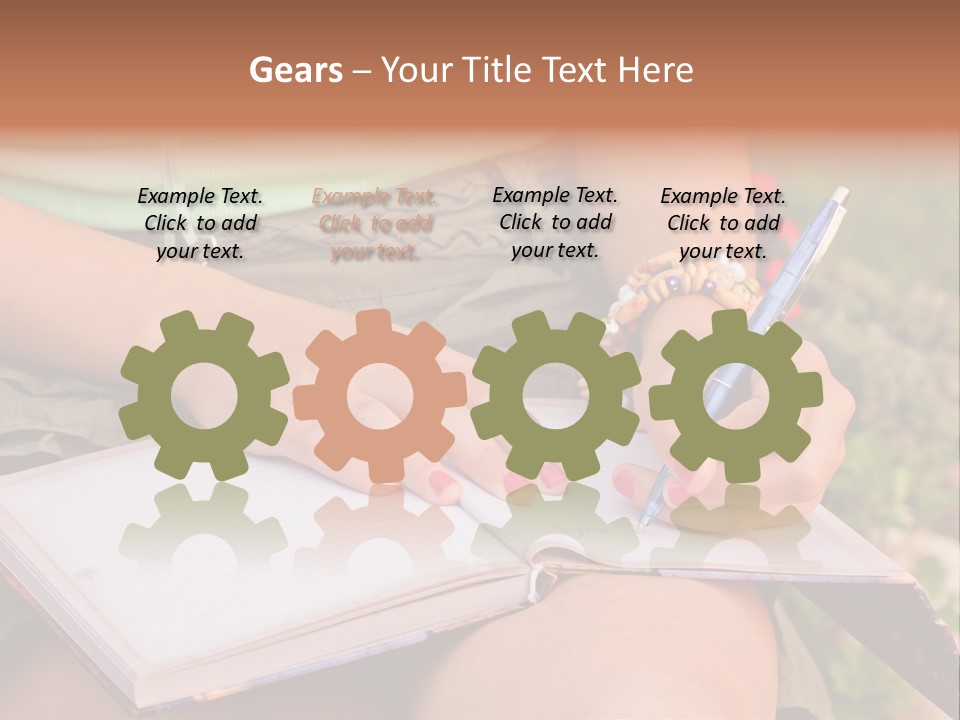 A Woman Writing On A Notebook With A Pen PowerPoint Template