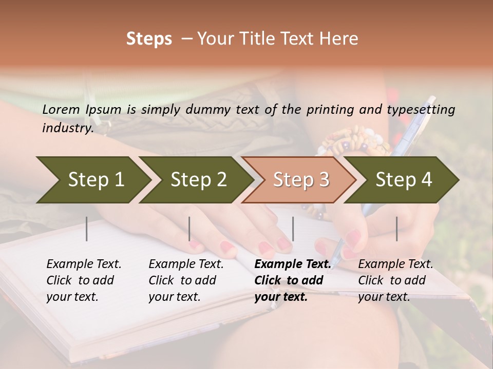 A Woman Writing On A Notebook With A Pen PowerPoint Template