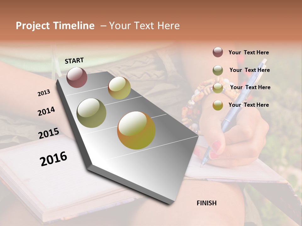 A Woman Writing On A Notebook With A Pen PowerPoint Template