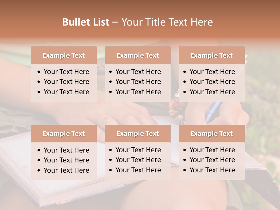 A Woman Writing On A Notebook With A Pen PowerPoint Template