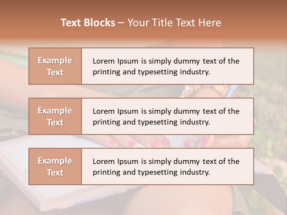 A Woman Writing On A Notebook With A Pen PowerPoint Template