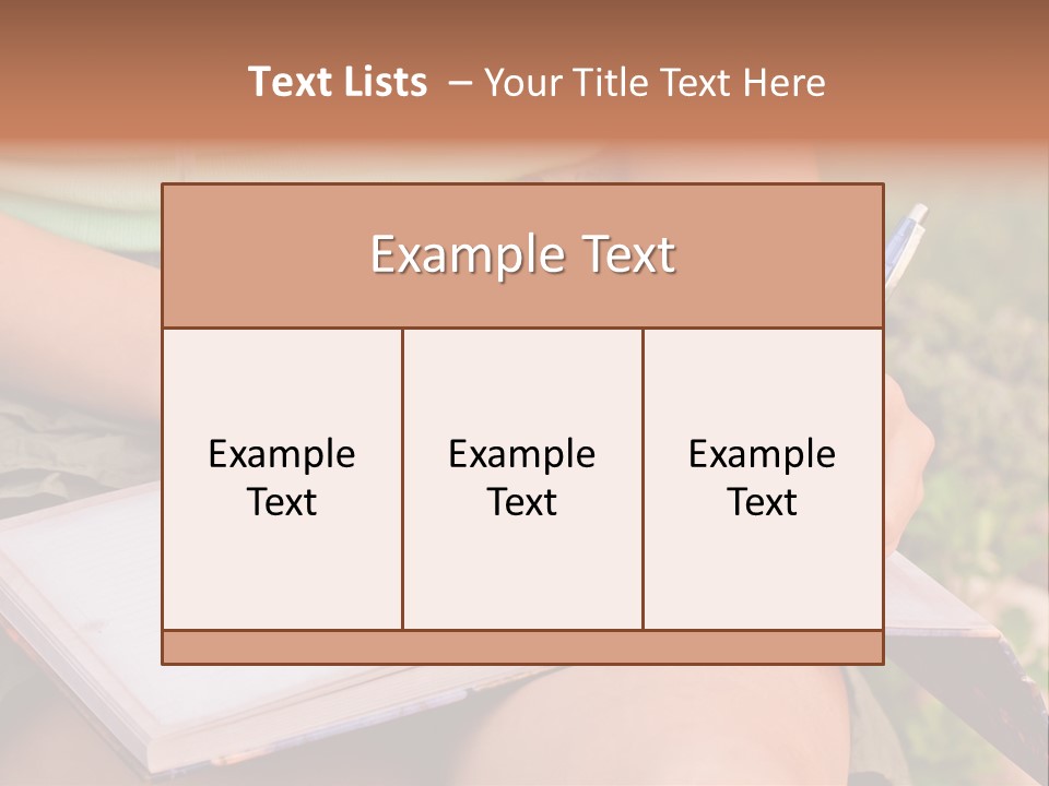 A Woman Writing On A Notebook With A Pen PowerPoint Template