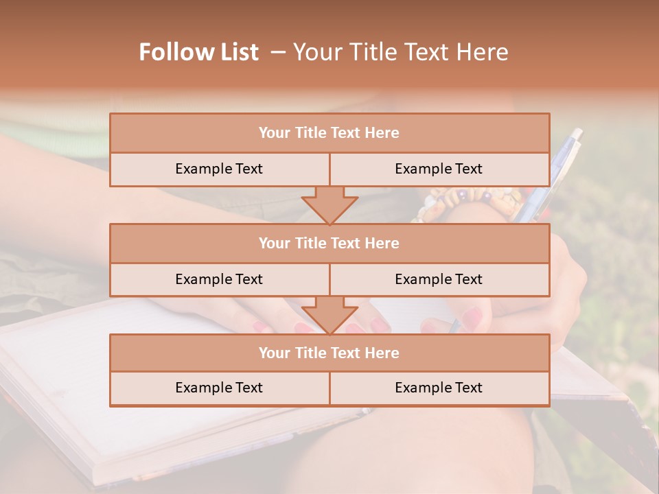A Woman Writing On A Notebook With A Pen PowerPoint Template