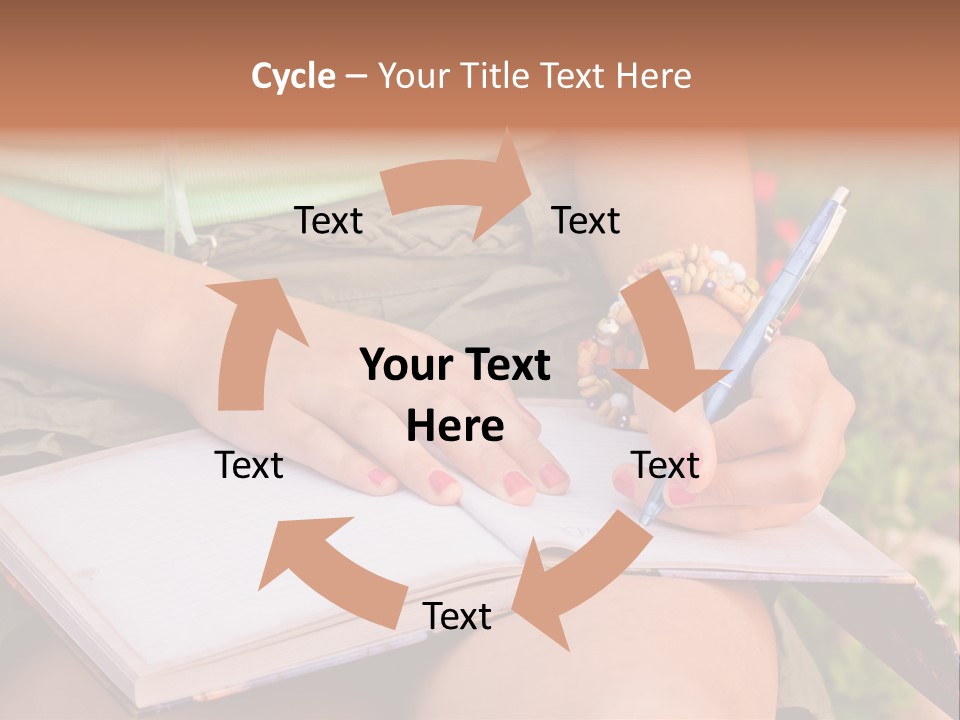 A Woman Writing On A Notebook With A Pen PowerPoint Template