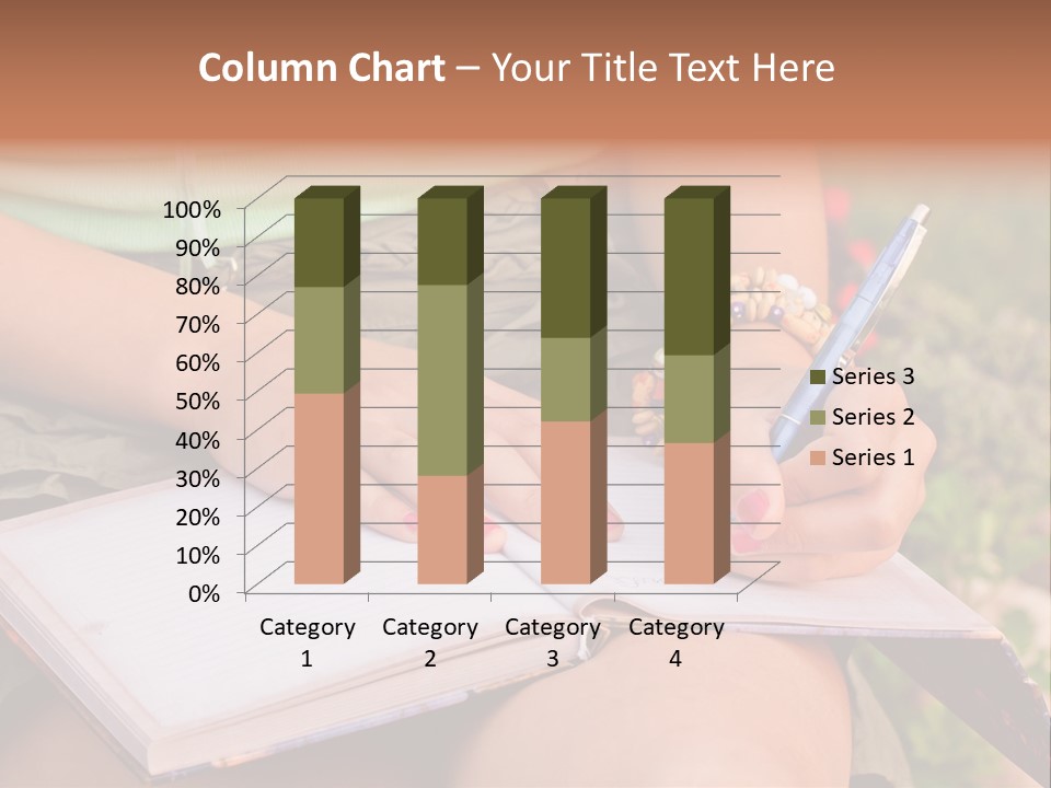 A Woman Writing On A Notebook With A Pen PowerPoint Template