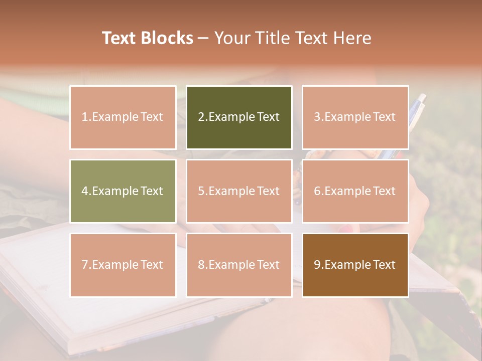 A Woman Writing On A Notebook With A Pen PowerPoint Template