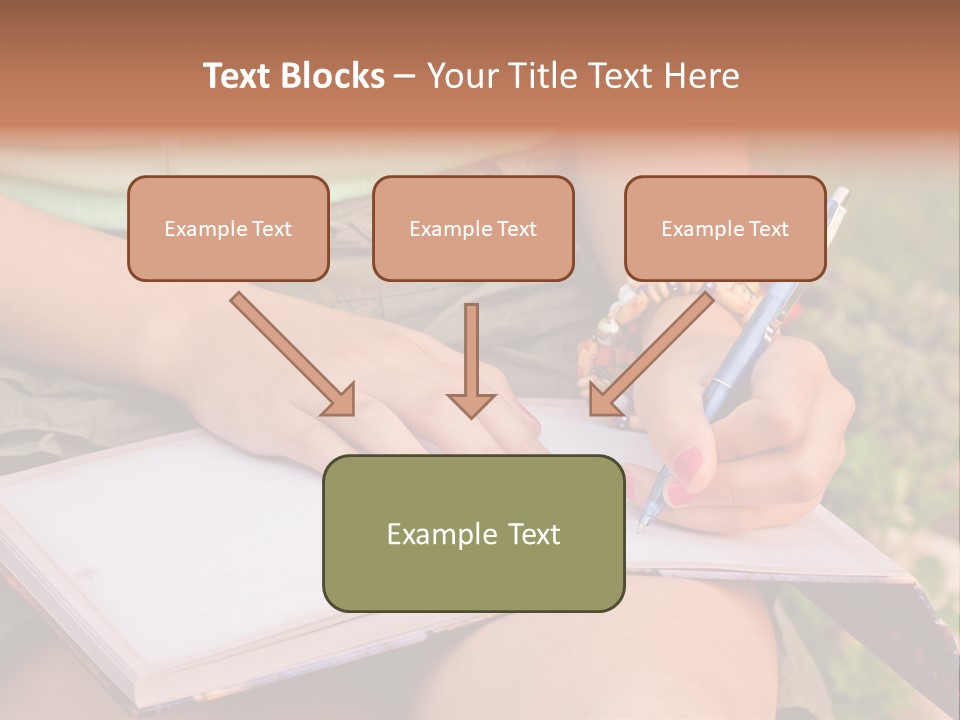 A Woman Writing On A Notebook With A Pen PowerPoint Template