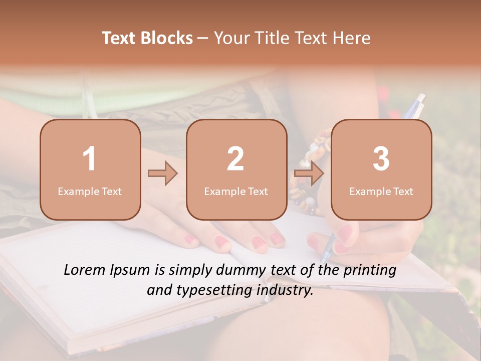 A Woman Writing On A Notebook With A Pen PowerPoint Template