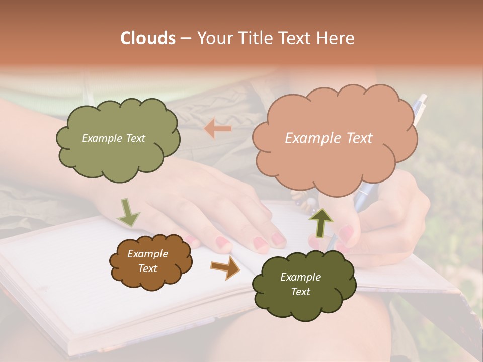A Woman Writing On A Notebook With A Pen PowerPoint Template
