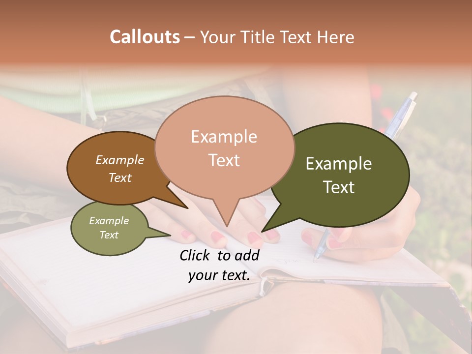 A Woman Writing On A Notebook With A Pen PowerPoint Template