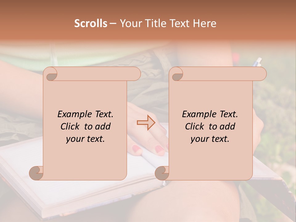 A Woman Writing On A Notebook With A Pen PowerPoint Template