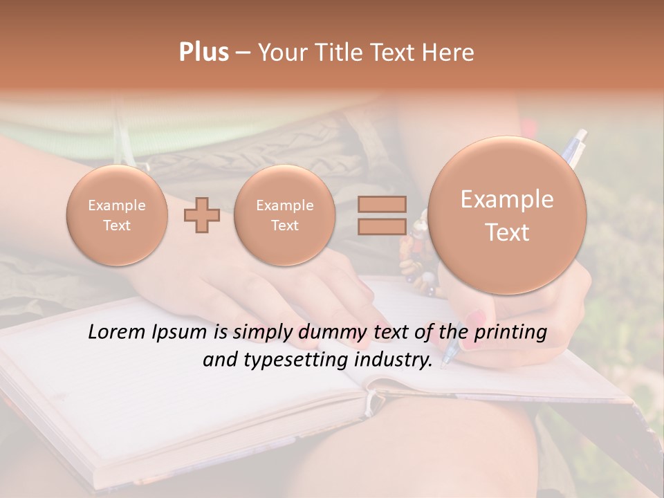 A Woman Writing On A Notebook With A Pen PowerPoint Template