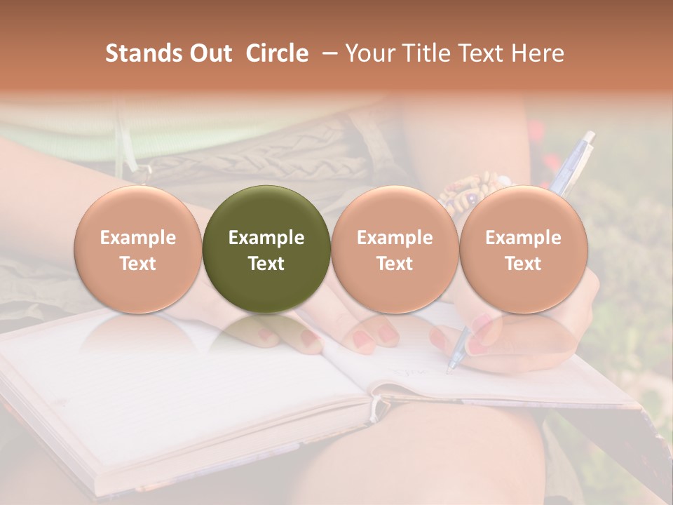 A Woman Writing On A Notebook With A Pen PowerPoint Template