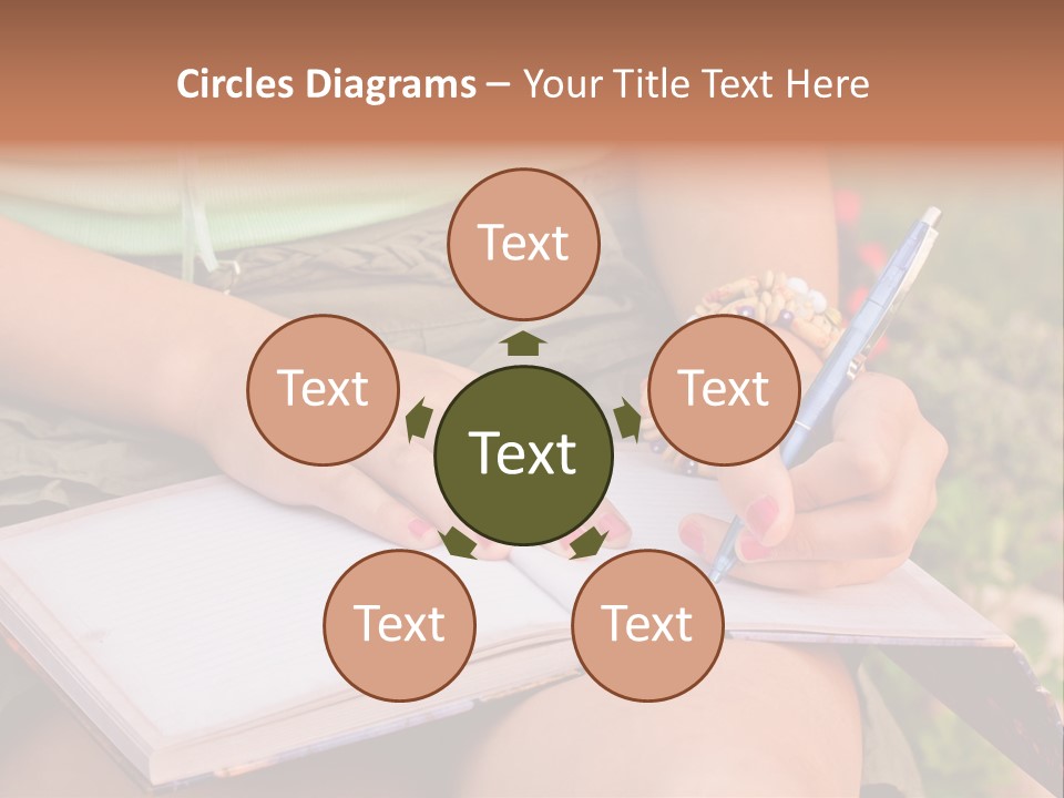 A Woman Writing On A Notebook With A Pen PowerPoint Template