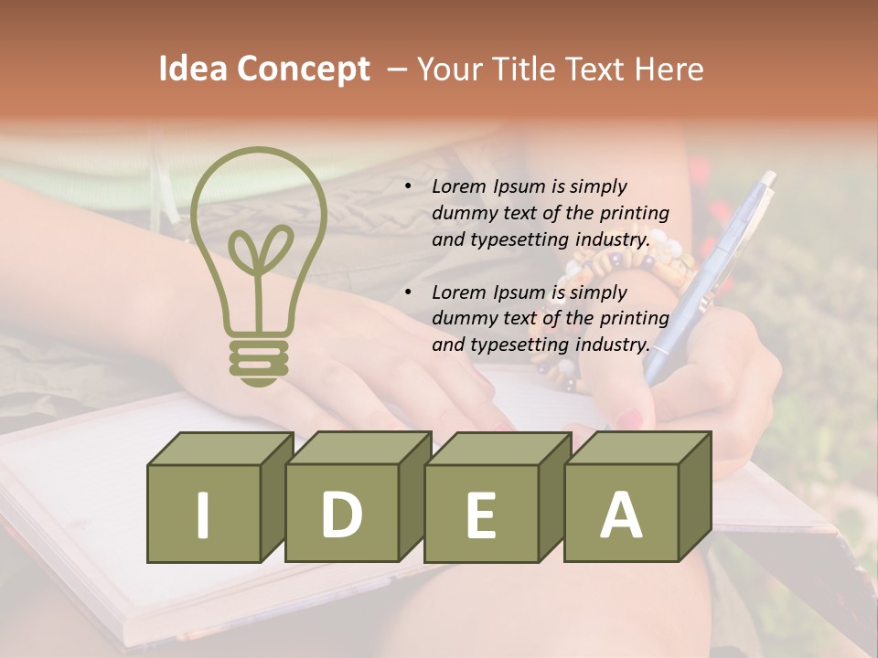 A Woman Writing On A Notebook With A Pen PowerPoint Template