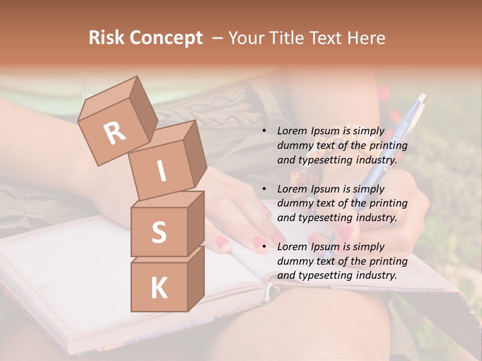 A Woman Writing On A Notebook With A Pen PowerPoint Template