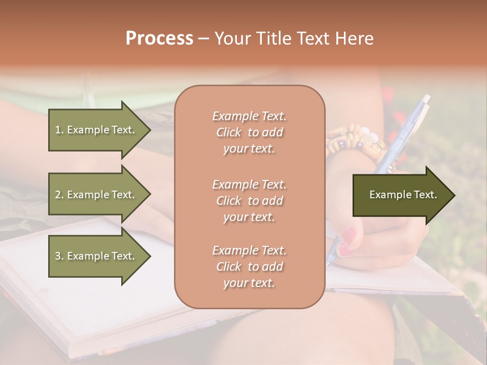 A Woman Writing On A Notebook With A Pen PowerPoint Template