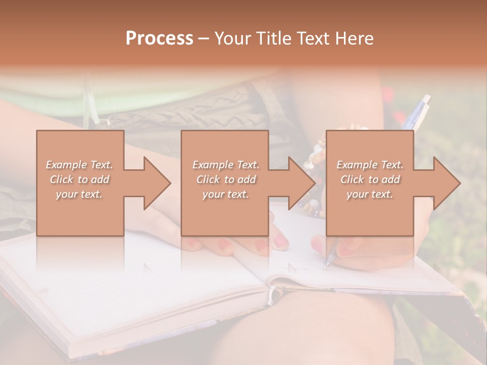 A Woman Writing On A Notebook With A Pen PowerPoint Template