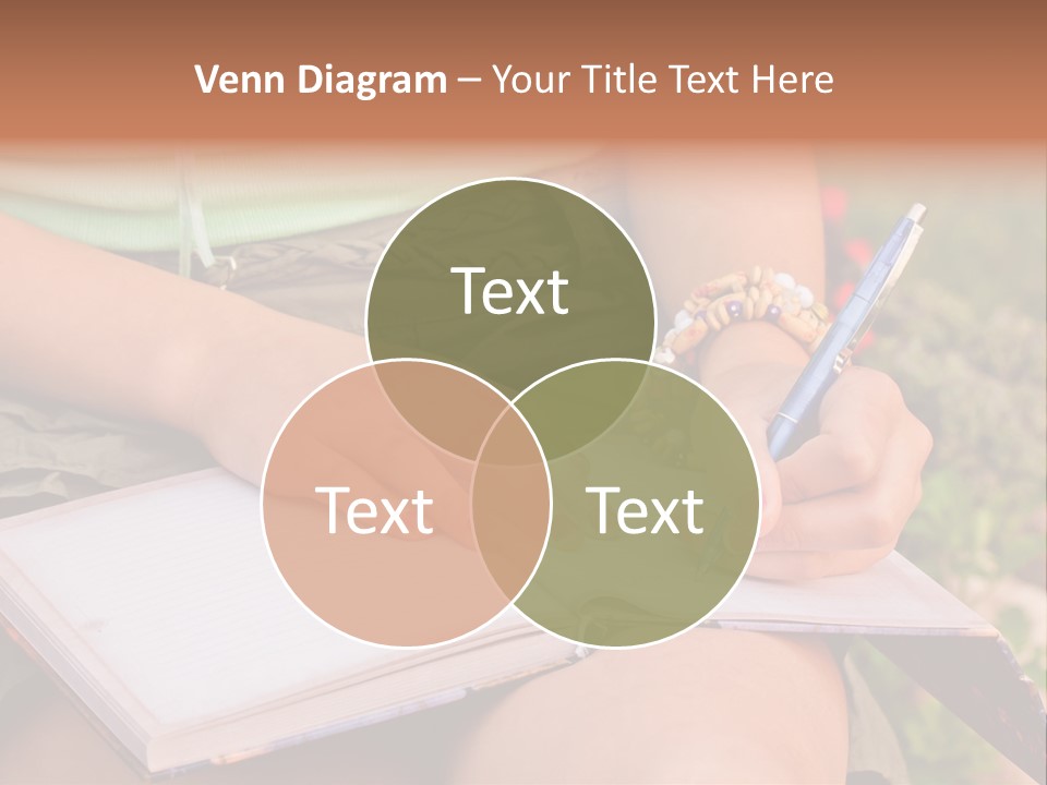 A Woman Writing On A Notebook With A Pen PowerPoint Template