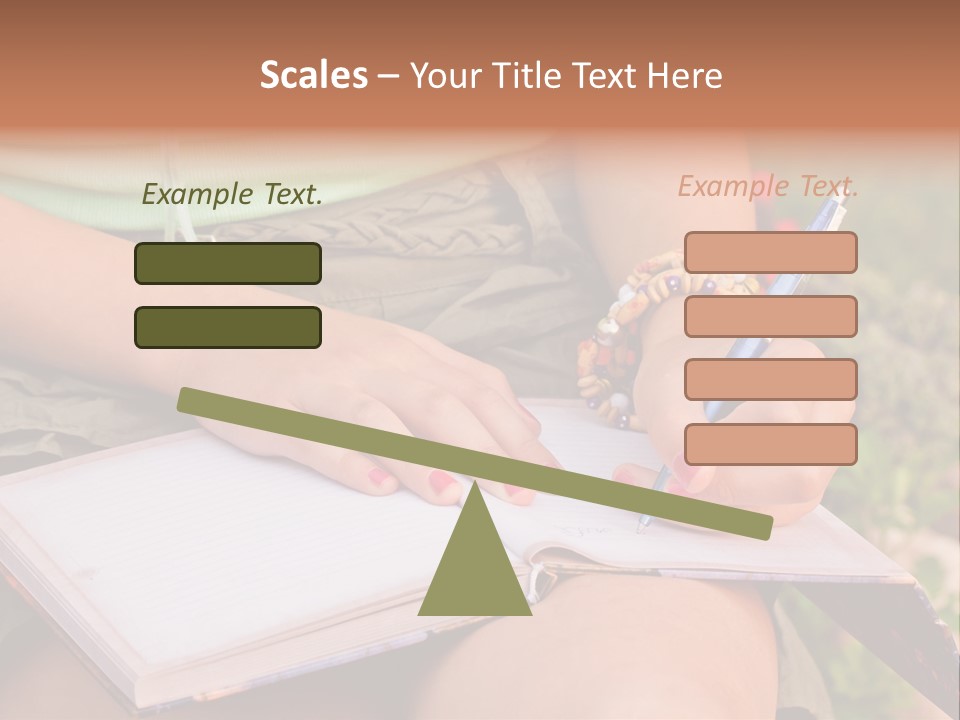 A Woman Writing On A Notebook With A Pen PowerPoint Template