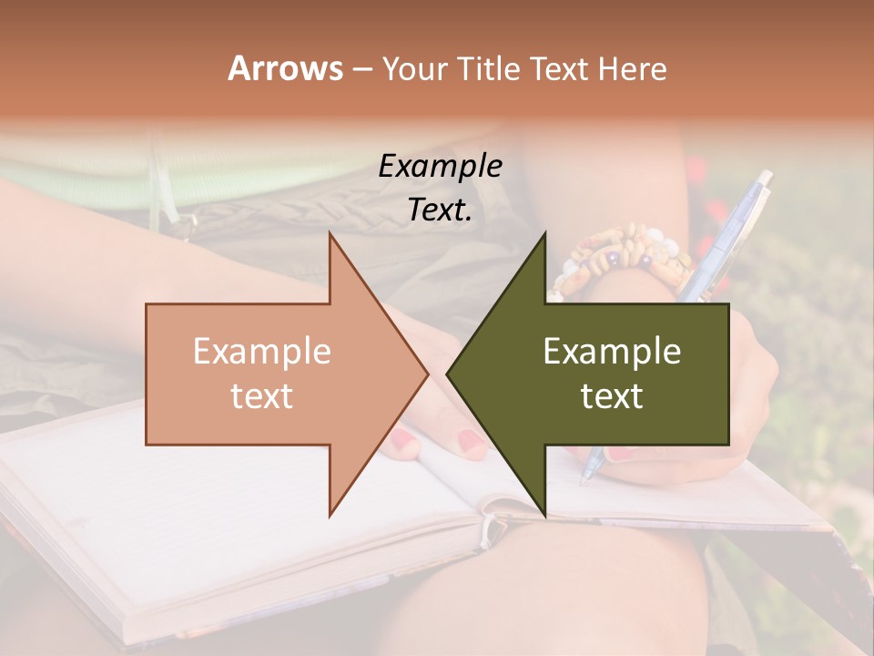 A Woman Writing On A Notebook With A Pen PowerPoint Template