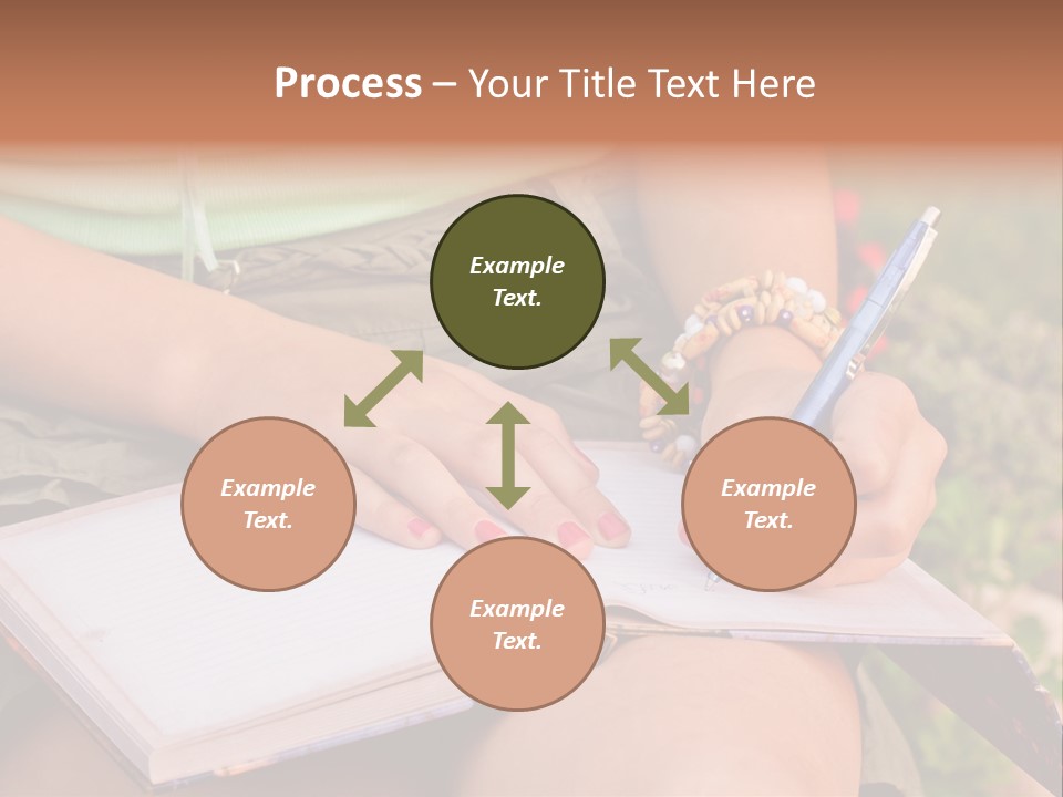 A Woman Writing On A Notebook With A Pen PowerPoint Template