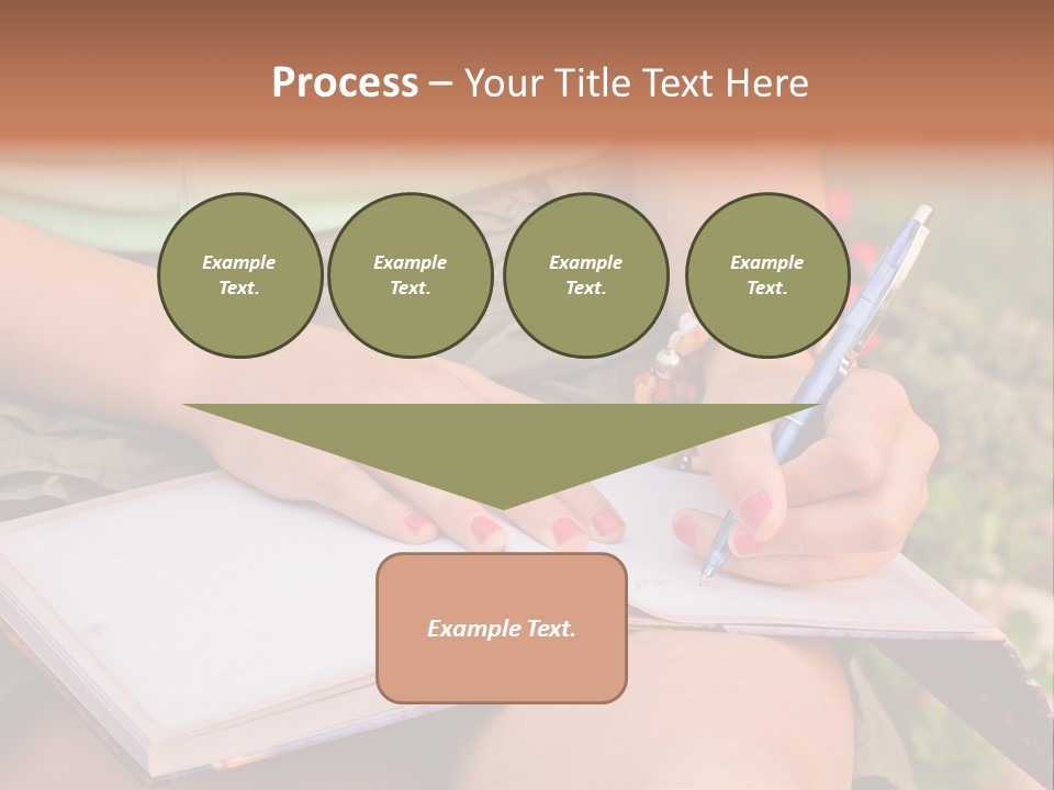 A Woman Writing On A Notebook With A Pen PowerPoint Template