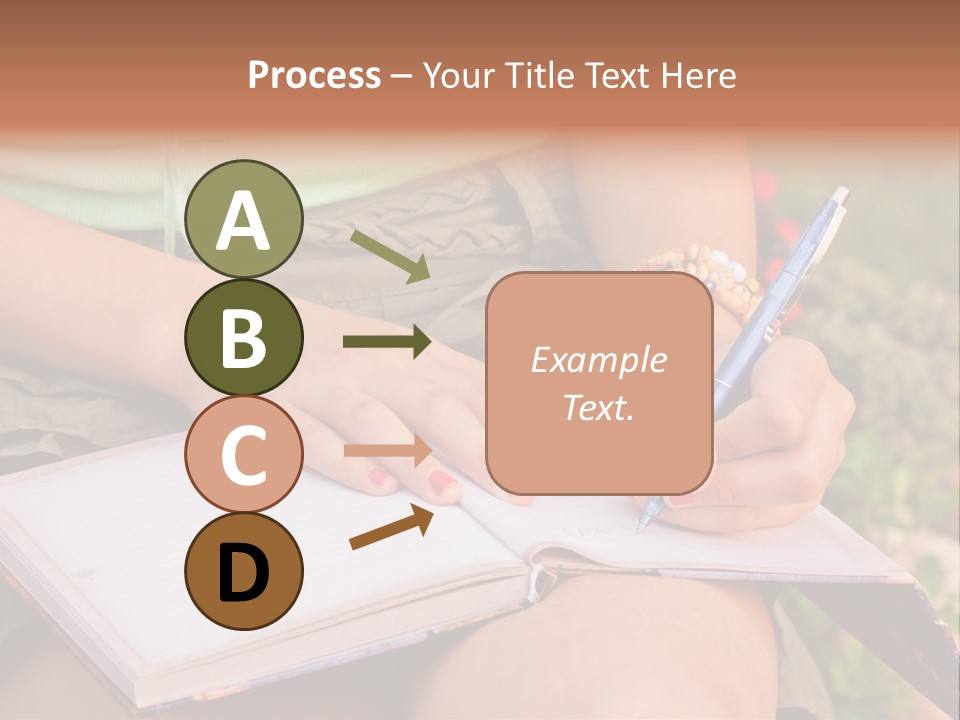 A Woman Writing On A Notebook With A Pen PowerPoint Template