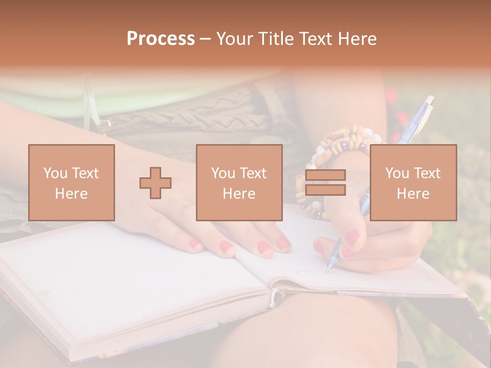 A Woman Writing On A Notebook With A Pen PowerPoint Template