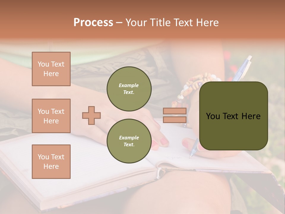 A Woman Writing On A Notebook With A Pen PowerPoint Template