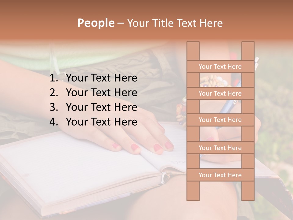 A Woman Writing On A Notebook With A Pen PowerPoint Template