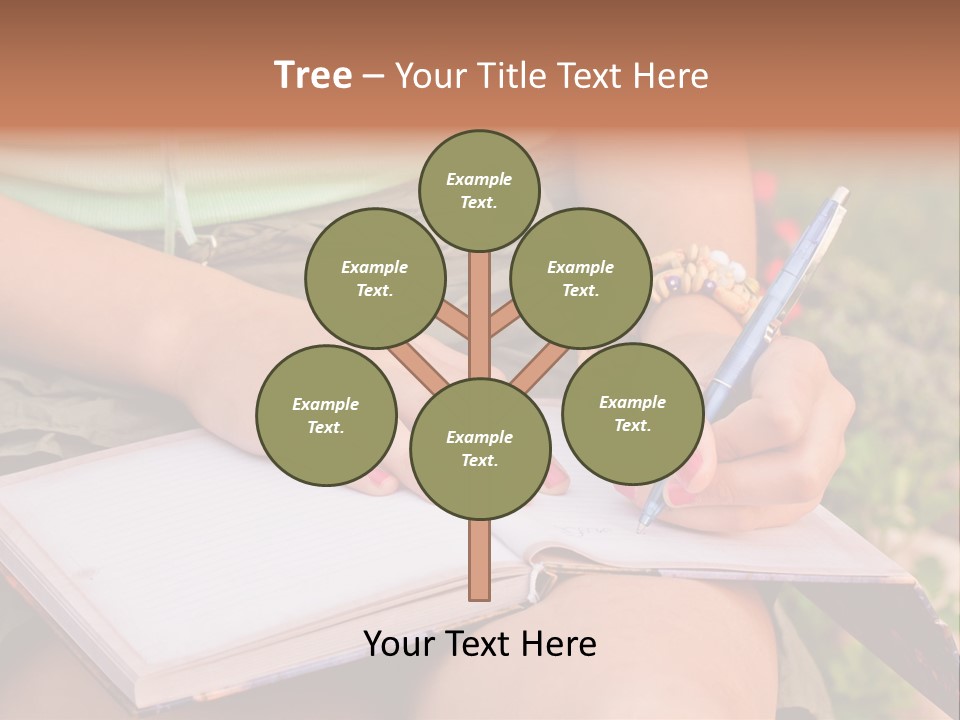 A Woman Writing On A Notebook With A Pen PowerPoint Template