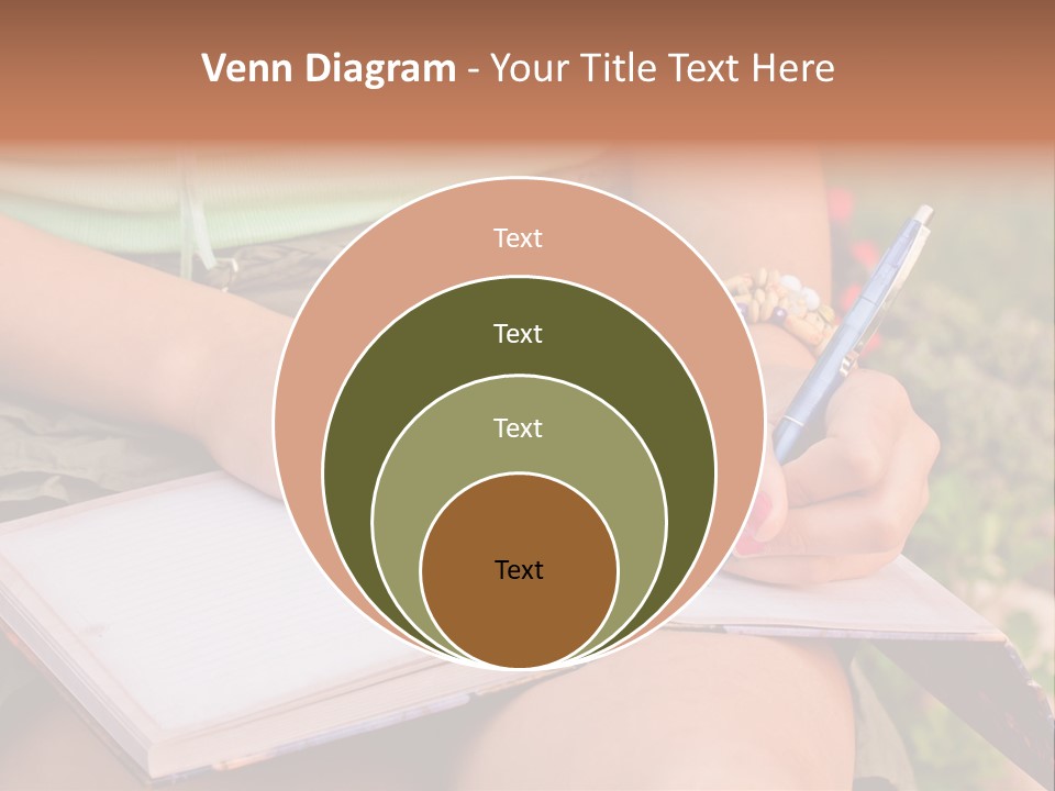 A Woman Writing On A Notebook With A Pen PowerPoint Template