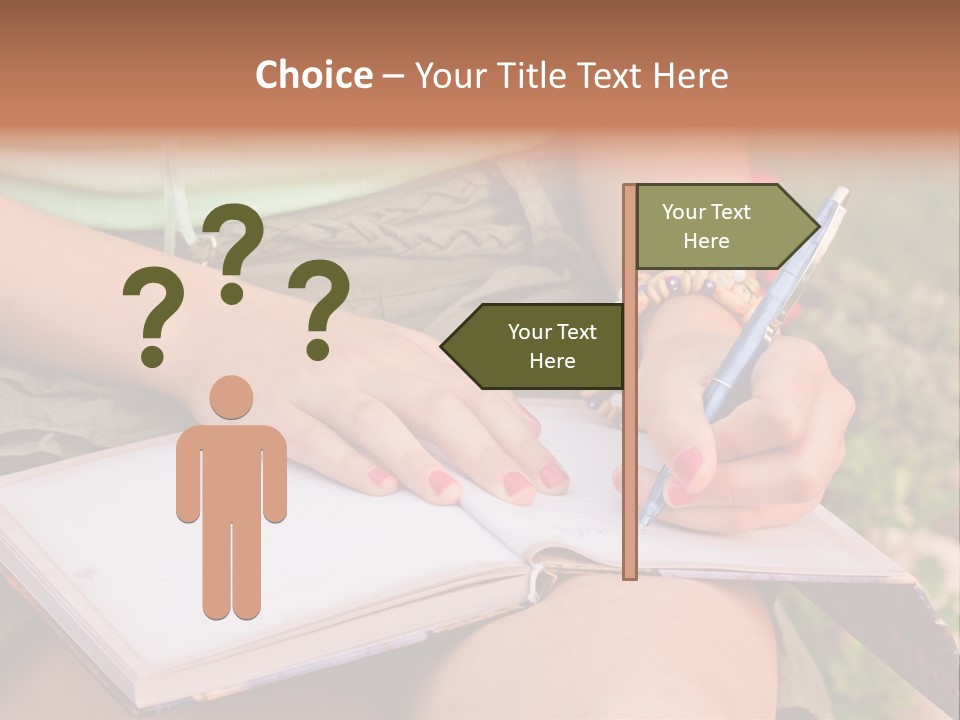 A Woman Writing On A Notebook With A Pen PowerPoint Template