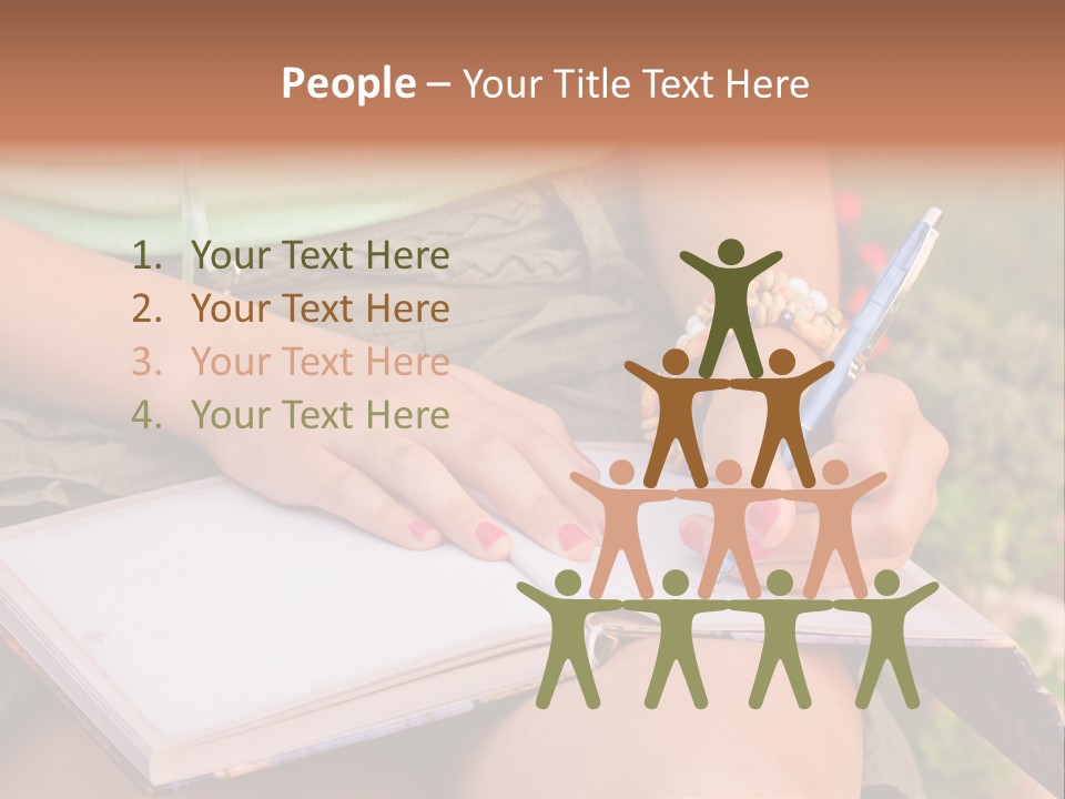 A Woman Writing On A Notebook With A Pen PowerPoint Template