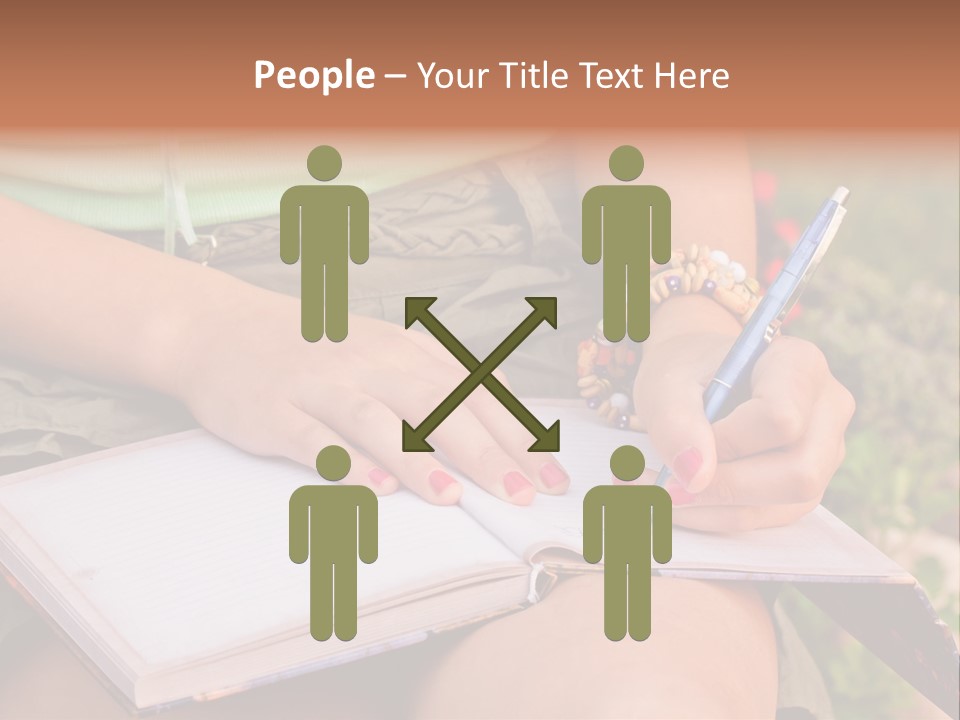 A Woman Writing On A Notebook With A Pen PowerPoint Template