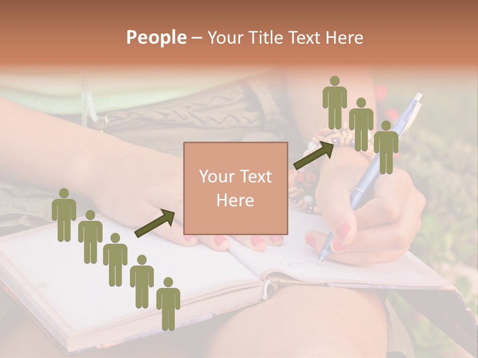 A Woman Writing On A Notebook With A Pen PowerPoint Template