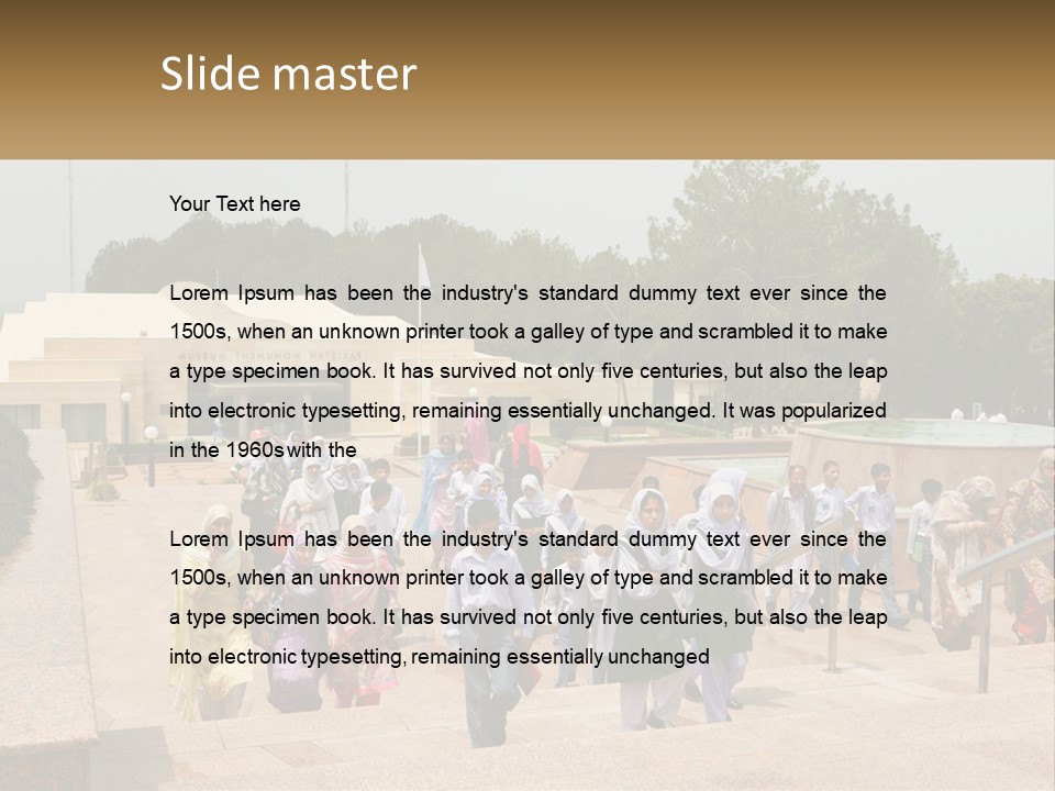 A Group Of People Walking Down A Street Next To A Building PowerPoint Template