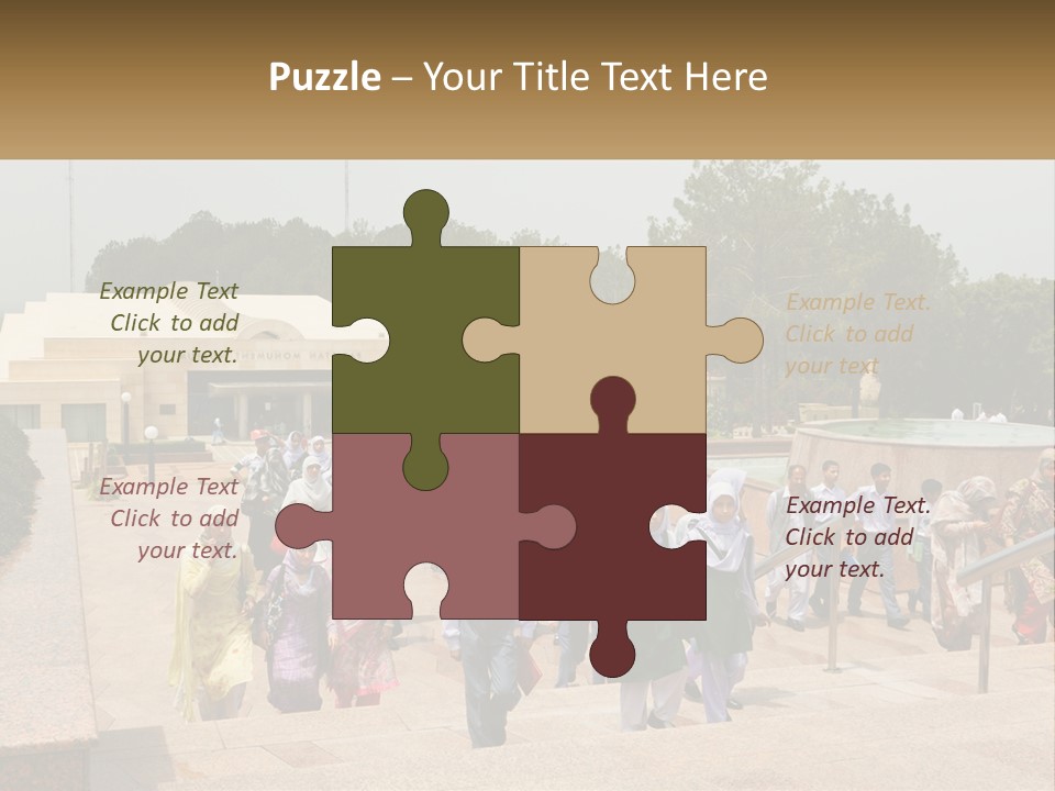 A Group Of People Walking Down A Street Next To A Building PowerPoint Template