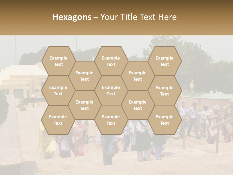 A Group Of People Walking Down A Street Next To A Building PowerPoint Template