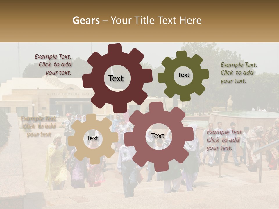 A Group Of People Walking Down A Street Next To A Building PowerPoint Template