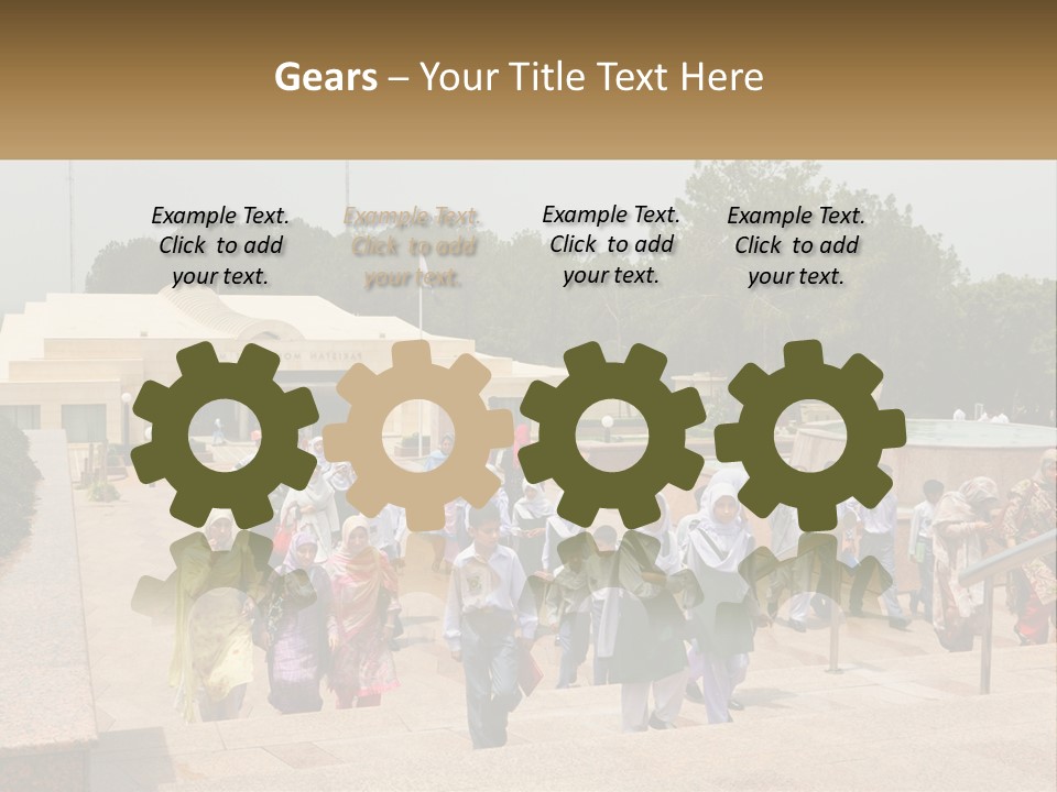 A Group Of People Walking Down A Street Next To A Building PowerPoint Template