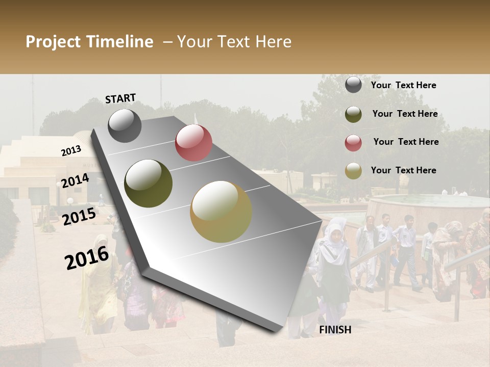 A Group Of People Walking Down A Street Next To A Building PowerPoint Template