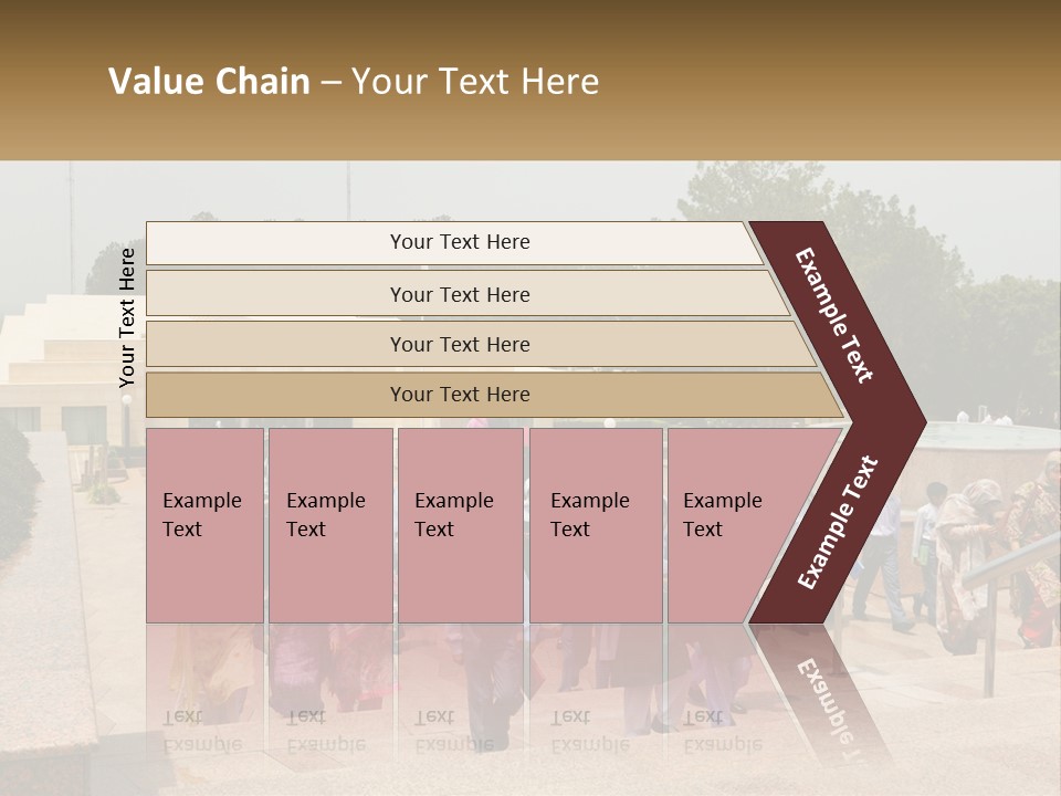 A Group Of People Walking Down A Street Next To A Building PowerPoint Template