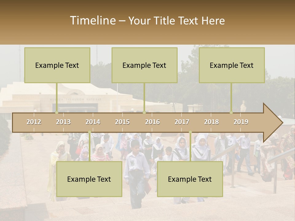 A Group Of People Walking Down A Street Next To A Building PowerPoint Template