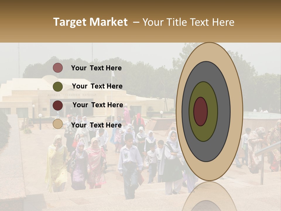 A Group Of People Walking Down A Street Next To A Building PowerPoint Template